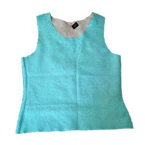 ITSU | Seafoam & Beige, Reversible Sleeveless Crinkle Top, Sz. L